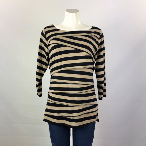 Verve Ami Brown & Black Striped Top Size XL